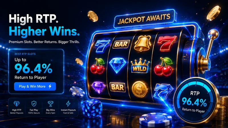 Slot game information panel highlighting RTP percentage and volatility rating next to spinning reels